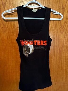 Hooters Black Tank with Orange Logo and Owl Graphic